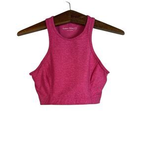 Outdoor Voices Pink Heather High Neck Crop Top Yoga Gym Workout Size S Athletic